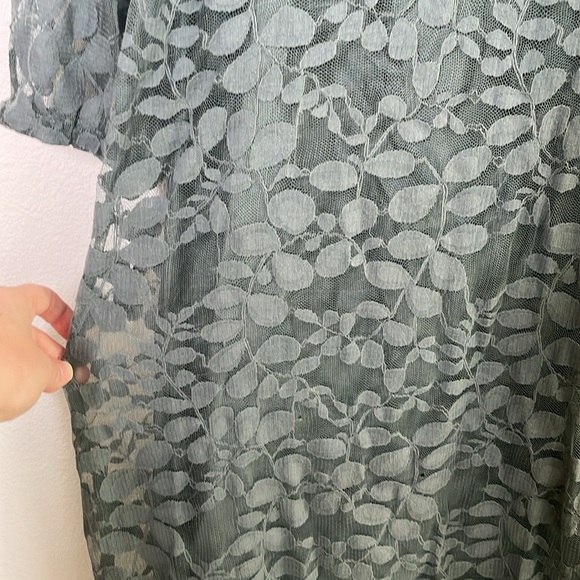 Garnet Hill Lace Overlay Floral Leaf Dress Size 12 - Picture 4 of 8